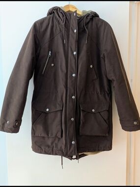 Volcom Brown Hooded Field Coat, Size M